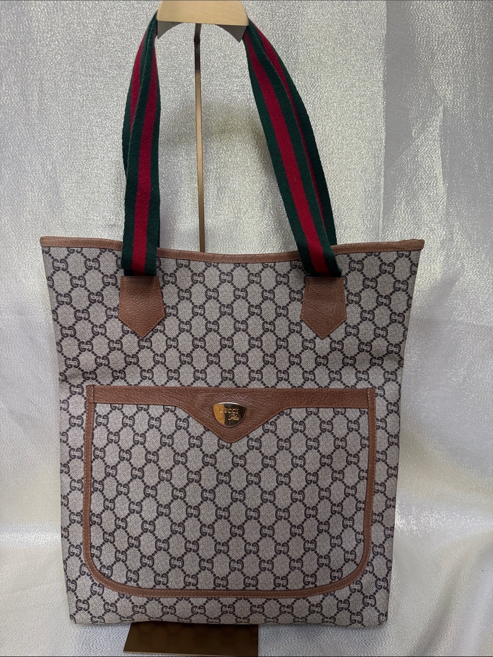 Gucci Plus Brown Monogram Tote with Sherry Handles
